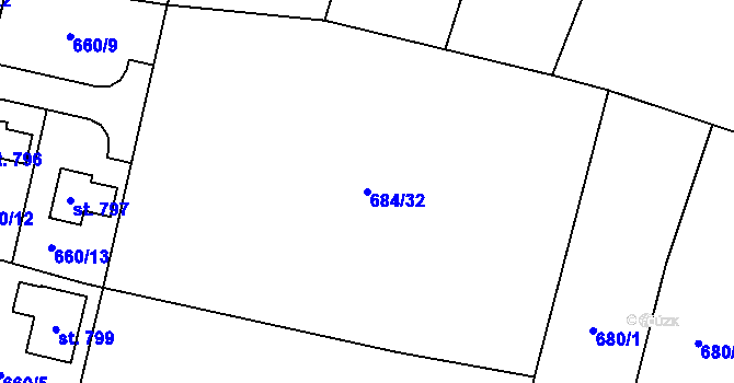 Parcela st. 684/32 v KÚ Zásmuky, Katastrální mapa