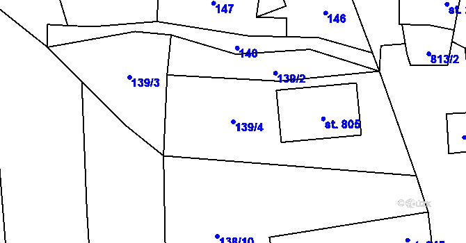 Parcela st. 139/4 v KÚ Zásmuky, Katastrální mapa