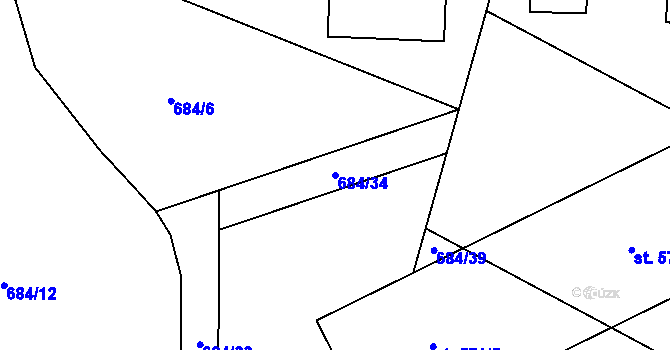 Parcela st. 684/34 v KÚ Zásmuky, Katastrální mapa