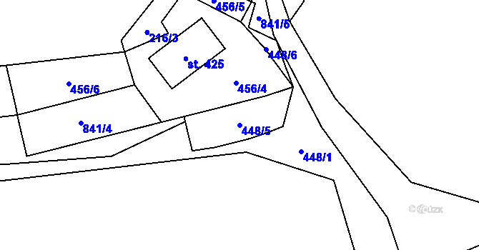 Parcela st. 448/5 v KÚ Zásmuky, Katastrální mapa
