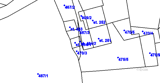 Parcela st. 494/2 v KÚ Zásmuky, Katastrální mapa
