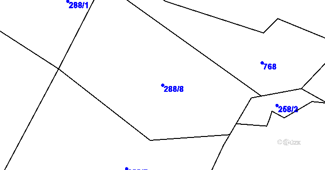 Parcela st. 288/8 v KÚ Zásmuky, Katastrální mapa