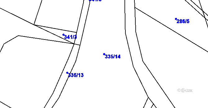 Parcela st. 335/14 v KÚ Zásmuky, Katastrální mapa