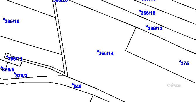 Parcela st. 366/14 v KÚ Zásmuky, Katastrální mapa