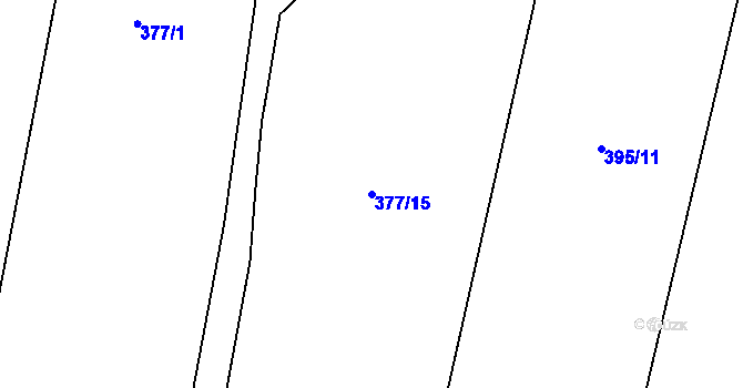 Parcela st. 377/15 v KÚ Zásmuky, Katastrální mapa