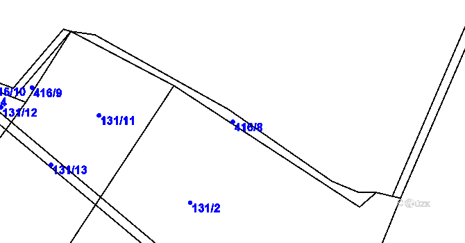 Parcela st. 416/8 v KÚ Zásmuky, Katastrální mapa