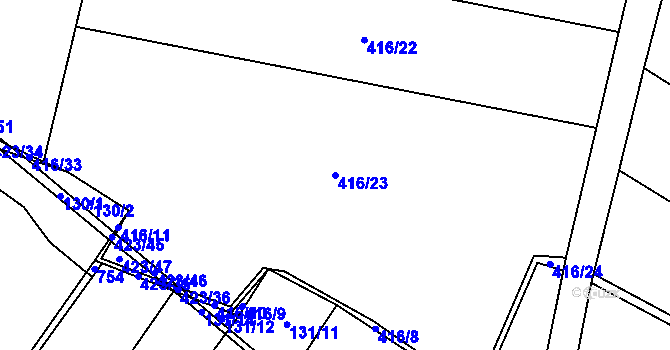 Parcela st. 416/23 v KÚ Zásmuky, Katastrální mapa