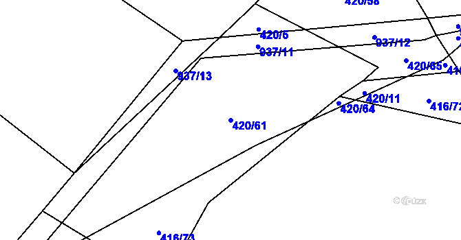 Parcela st. 420/61 v KÚ Zásmuky, Katastrální mapa