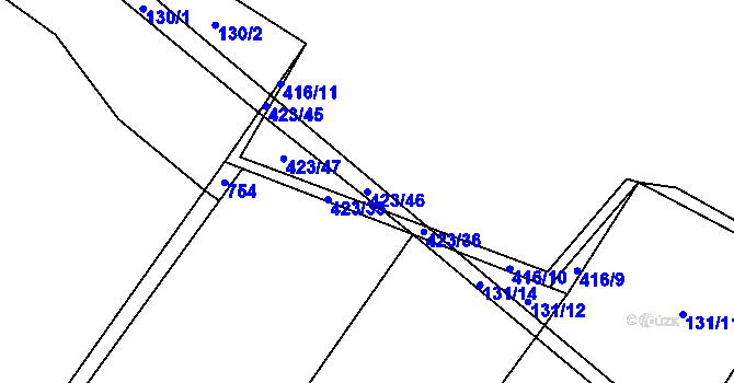 Parcela st. 423/46 v KÚ Zásmuky, Katastrální mapa