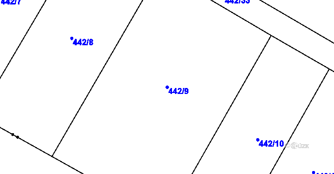 Parcela st. 442/9 v KÚ Zásmuky, Katastrální mapa