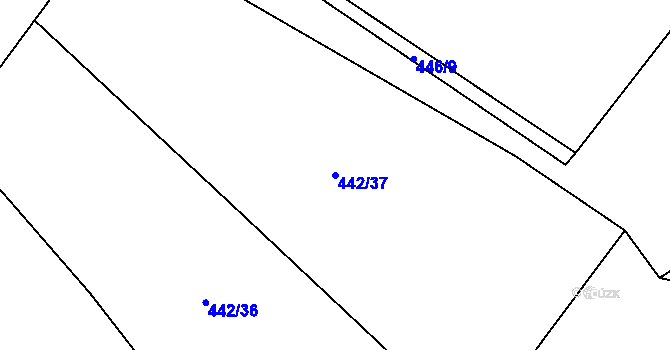 Parcela st. 442/37 v KÚ Zásmuky, Katastrální mapa