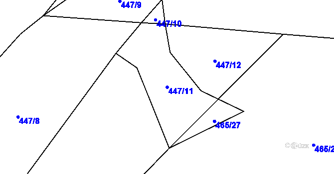 Parcela st. 447/11 v KÚ Zásmuky, Katastrální mapa