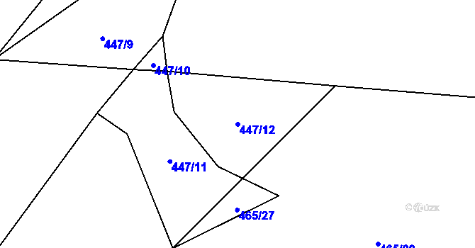 Parcela st. 447/12 v KÚ Zásmuky, Katastrální mapa