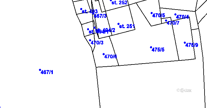 Parcela st. 470/6 v KÚ Zásmuky, Katastrální mapa