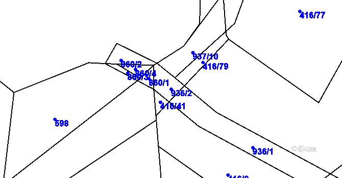 Parcela st. 936/2 v KÚ Zásmuky, Katastrální mapa