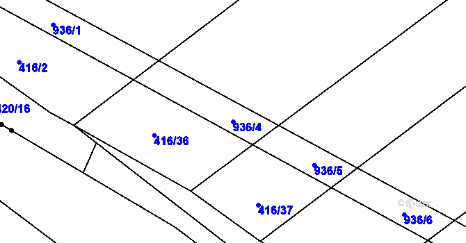 Parcela st. 936/4 v KÚ Zásmuky, Katastrální mapa