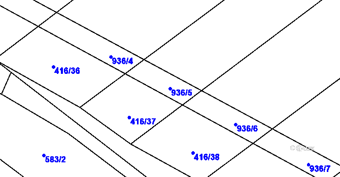 Parcela st. 936/5 v KÚ Zásmuky, Katastrální mapa