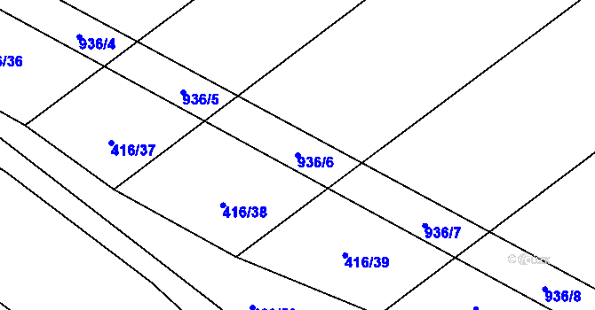 Parcela st. 936/6 v KÚ Zásmuky, Katastrální mapa