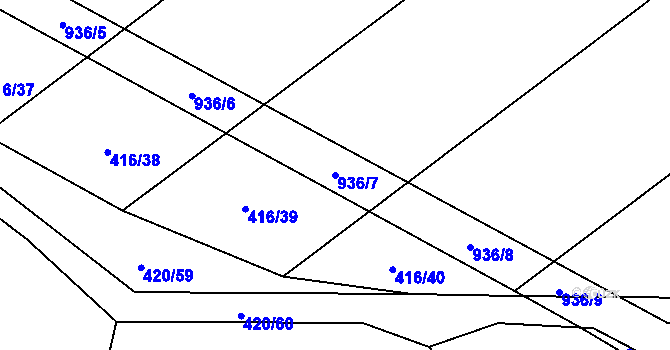 Parcela st. 936/7 v KÚ Zásmuky, Katastrální mapa