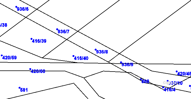 Parcela st. 936/8 v KÚ Zásmuky, Katastrální mapa