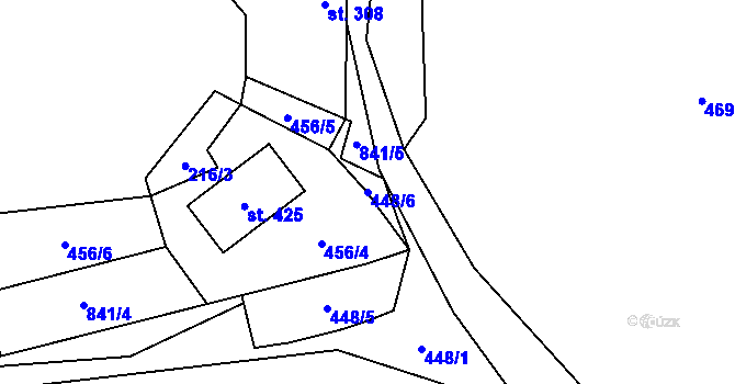 Parcela st. 448/6 v KÚ Zásmuky, Katastrální mapa