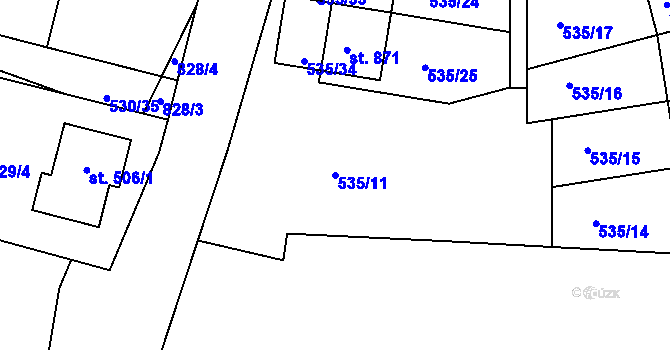 Parcela st. 535/11 v KÚ Zásmuky, Katastrální mapa