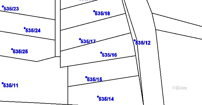 Parcela st. 535/16 v KÚ Zásmuky, Katastrální mapa