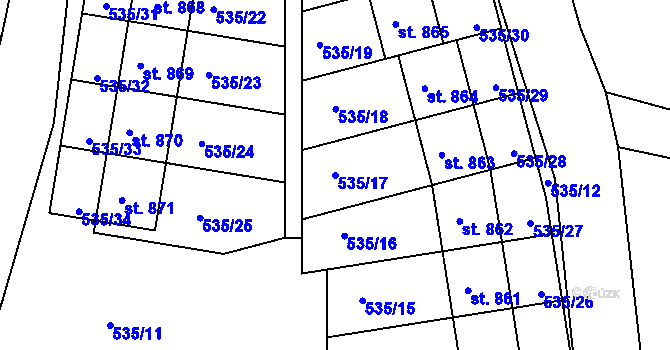 Parcela st. 535/17 v KÚ Zásmuky, Katastrální mapa