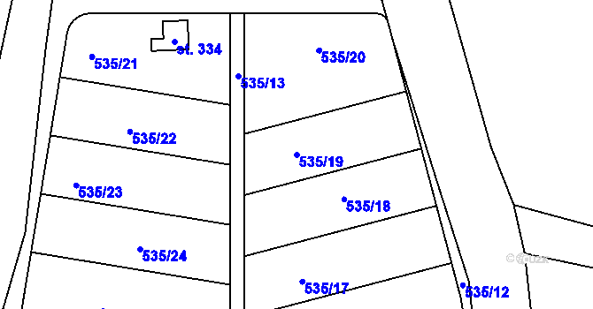 Parcela st. 535/19 v KÚ Zásmuky, Katastrální mapa