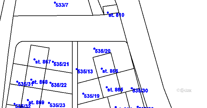 Parcela st. 535/20 v KÚ Zásmuky, Katastrální mapa