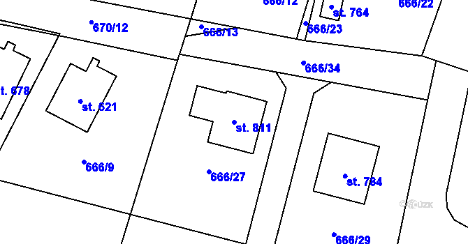 Parcela st. 811 v KÚ Zásmuky, Katastrální mapa