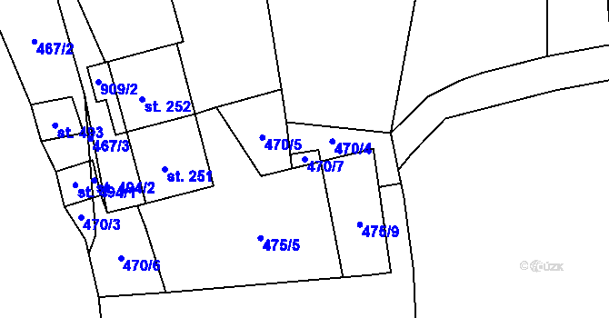 Parcela st. 470/7 v KÚ Zásmuky, Katastrální mapa