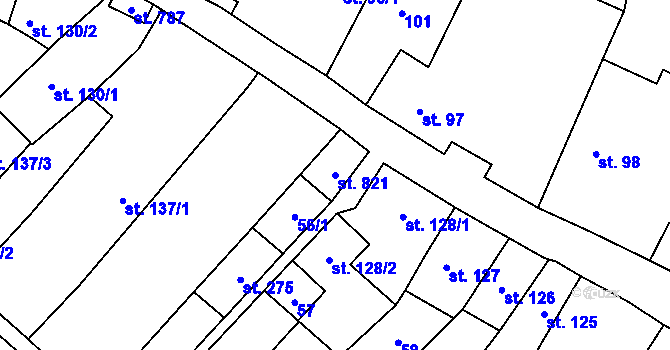 Parcela st. 821 v KÚ Zásmuky, Katastrální mapa