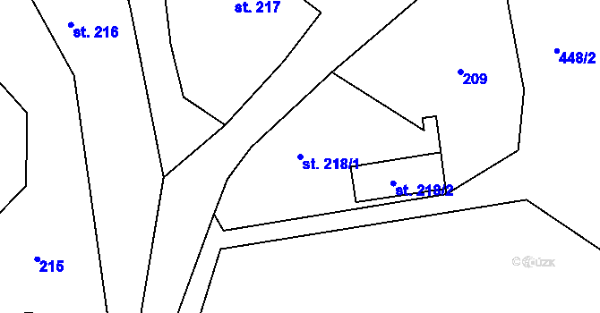 Parcela st. 218/1 v KÚ Zásmuky, Katastrální mapa