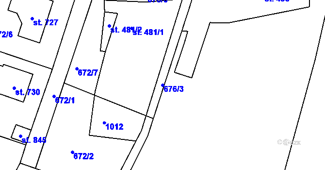 Parcela st. 676/3 v KÚ Zásmuky, Katastrální mapa