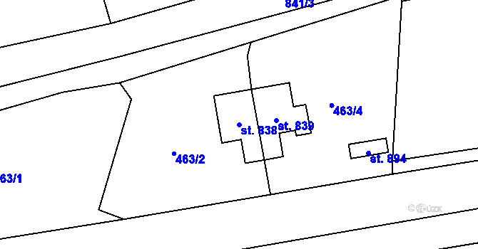 Parcela st. 838 v KÚ Zásmuky, Katastrální mapa