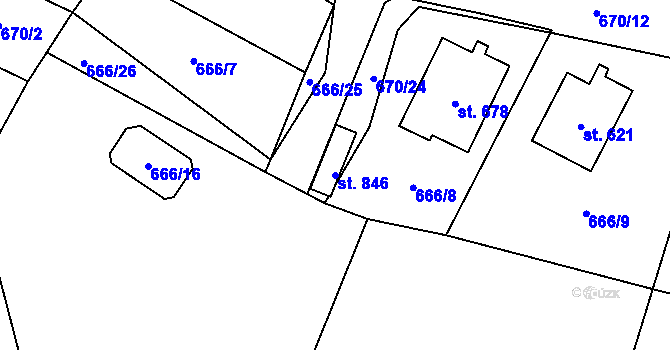 Parcela st. 846 v KÚ Zásmuky, Katastrální mapa