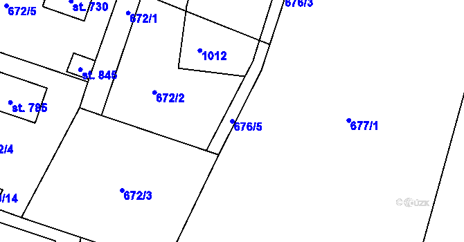 Parcela st. 676/5 v KÚ Zásmuky, Katastrální mapa