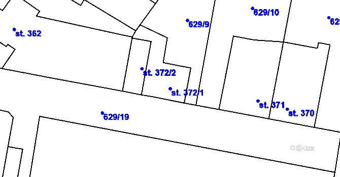 Parcela st. 372/1 v KÚ Zásmuky, Katastrální mapa