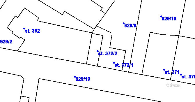 Parcela st. 372/2 v KÚ Zásmuky, Katastrální mapa