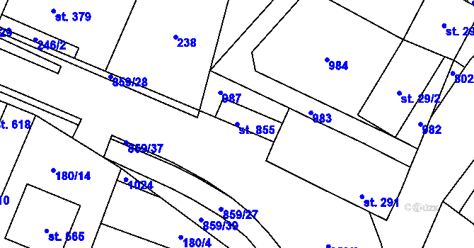 Parcela st. 855 v KÚ Zásmuky, Katastrální mapa