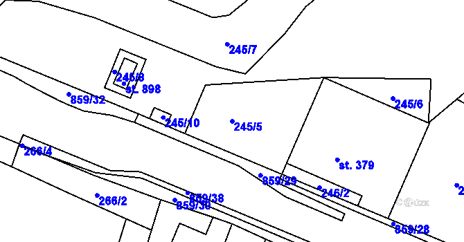 Parcela st. 245/5 v KÚ Zásmuky, Katastrální mapa