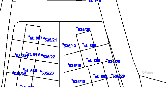 Parcela st. 866 v KÚ Zásmuky, Katastrální mapa