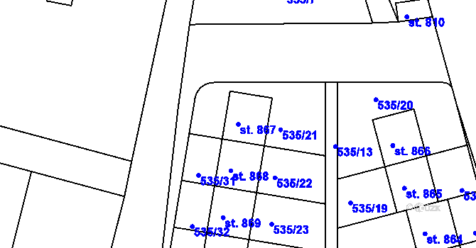 Parcela st. 867 v KÚ Zásmuky, Katastrální mapa