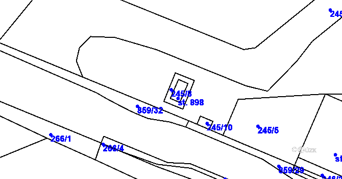 Parcela st. 245/8 v KÚ Zásmuky, Katastrální mapa
