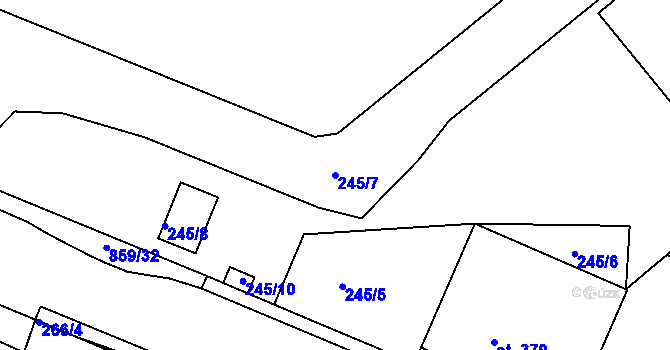 Parcela st. 245/7 v KÚ Zásmuky, Katastrální mapa