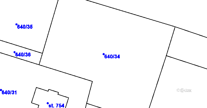 Parcela st. 640/34 v KÚ Zásmuky, Katastrální mapa