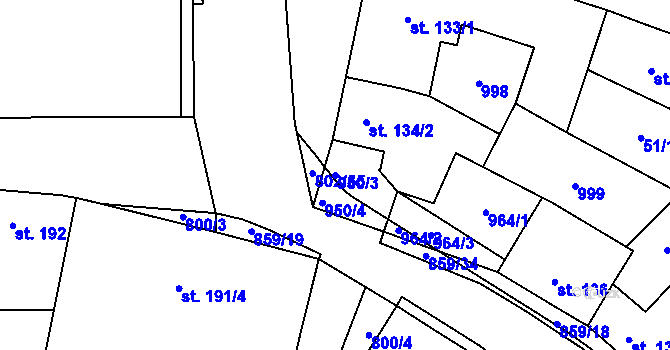 Parcela st. 950/3 v KÚ Zásmuky, Katastrální mapa