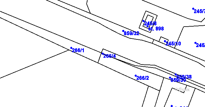 Parcela st. 266/4 v KÚ Zásmuky, Katastrální mapa