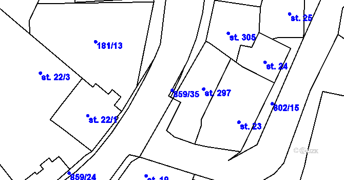 Parcela st. 859/35 v KÚ Zásmuky, Katastrální mapa